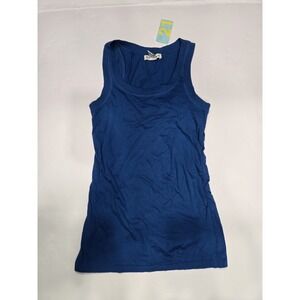 Forever 21 Women's Blue Ribbed Tank Top Medium 100% Cotton Sleeveless Stretch...